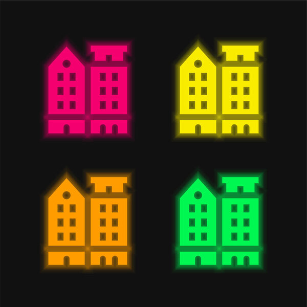 Amsterdam four color glowing neon vector icon