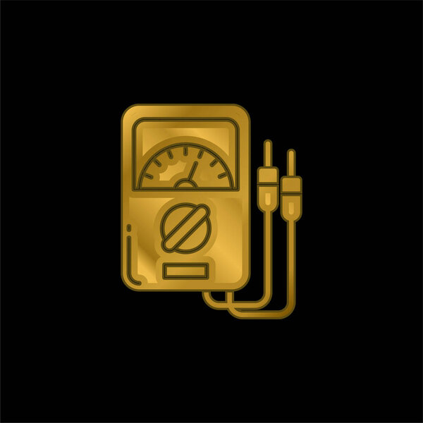 Ammeter gold plated metalic icon or logo vector