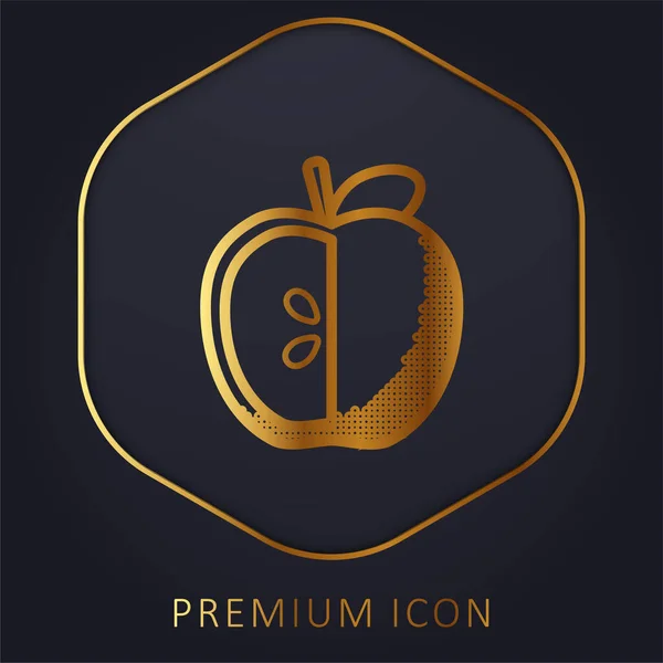 Linha Dourada Apple Logotipo Premium Ícone — Vetor de Stock