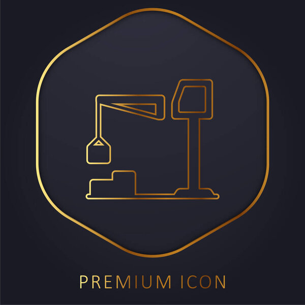 Big Derrick With Boxes golden line premium logo or icon