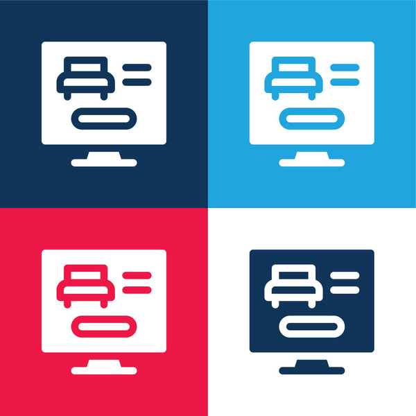 Booking Online blue and red four color minimal icon set