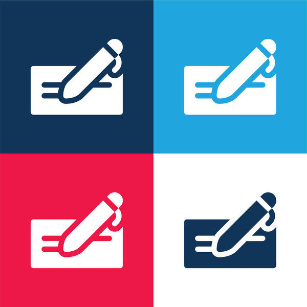 Договор синий и красный четыре цвета минимальный набор значков