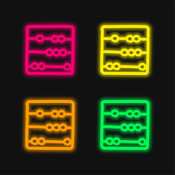 Abacus Hand Drawn Tool four color glowing neon vector icon