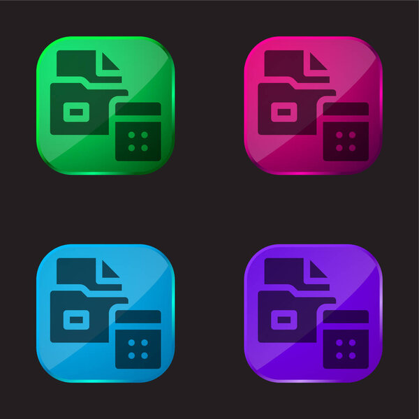 Accounting four color glass button icon