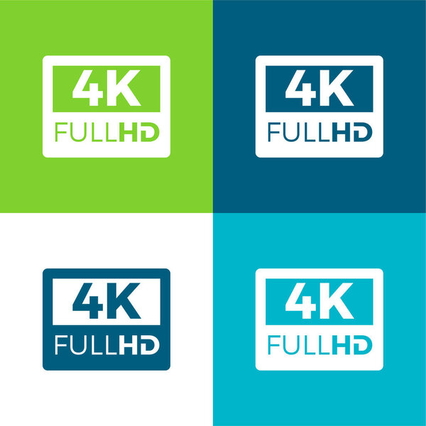 4K FullHD Flat four color minimal icon set