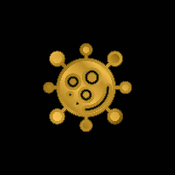 Позолоченная бактерия металлическая икона или вектор логотипа