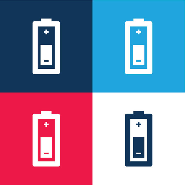 Battery blue and red four color minimal icon set