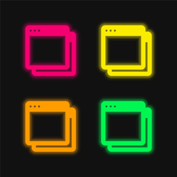 Приложение четыре цвета светящийся неоновый вектор значок