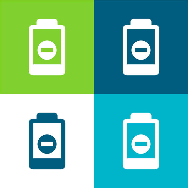 Батарея Плоский четырехцветный минимальный набор значков