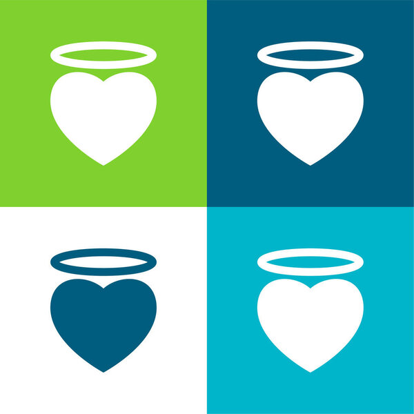 Angel Heart With An Halo Flat four color minimal icon set