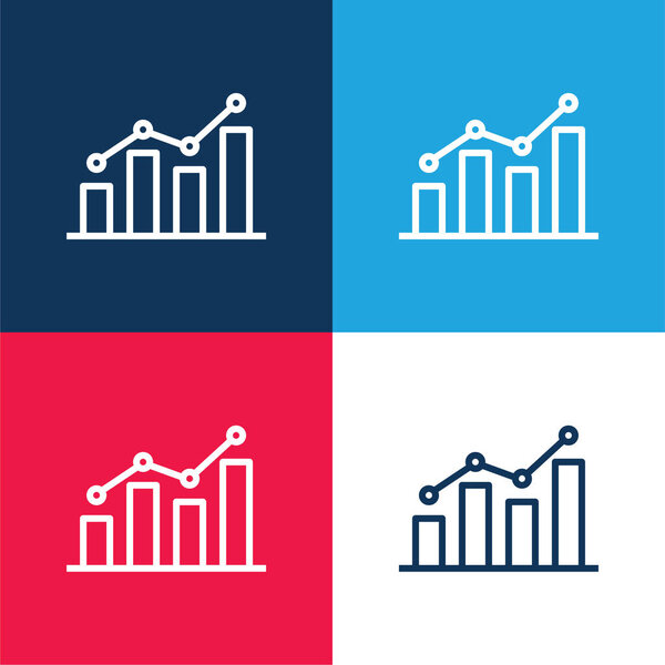 Аналитика синий и красный четыре цвета минимальный набор значков