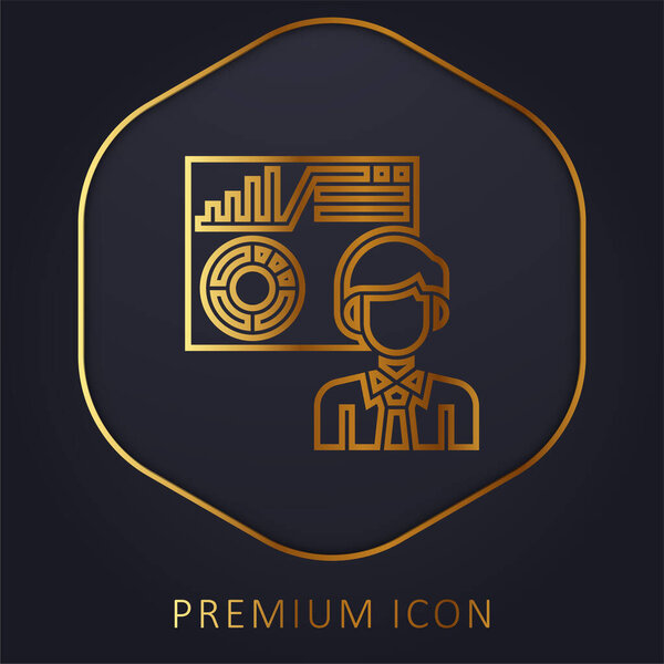 Analysing golden line premium logo or icon