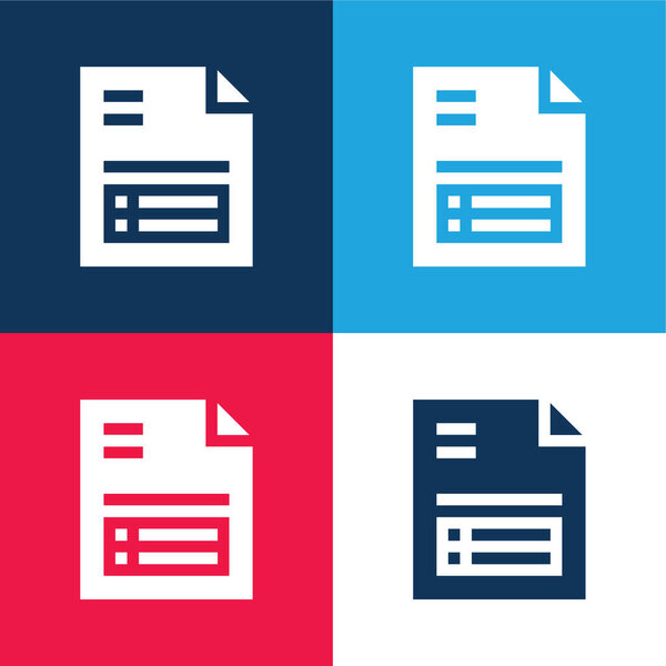 Билл синий и красный четыре цвета минимальный набор значков