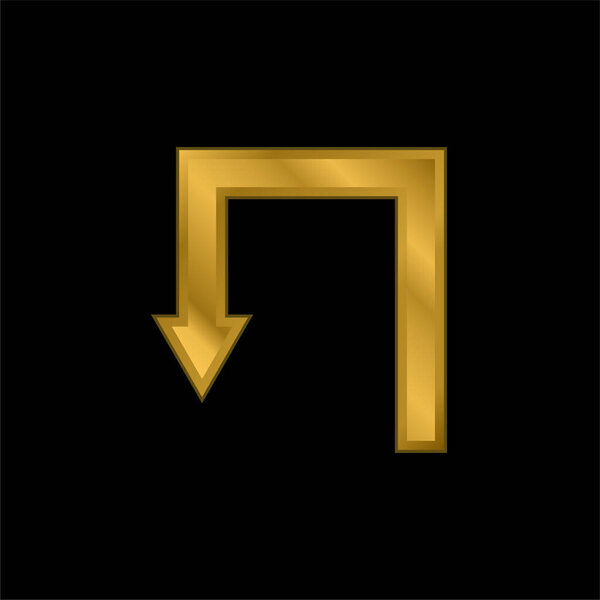Arrow Down (Стрелка вниз) с золотым вкраплением металлического значка или вектора логотипа
