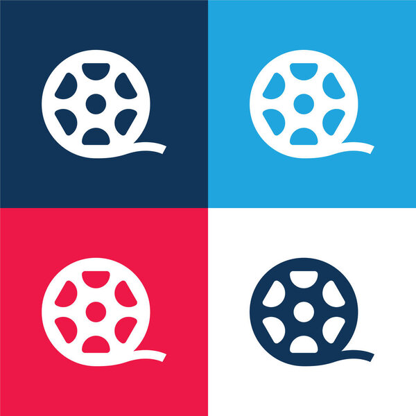 Big Film Roll blue and red four color minimal icon set