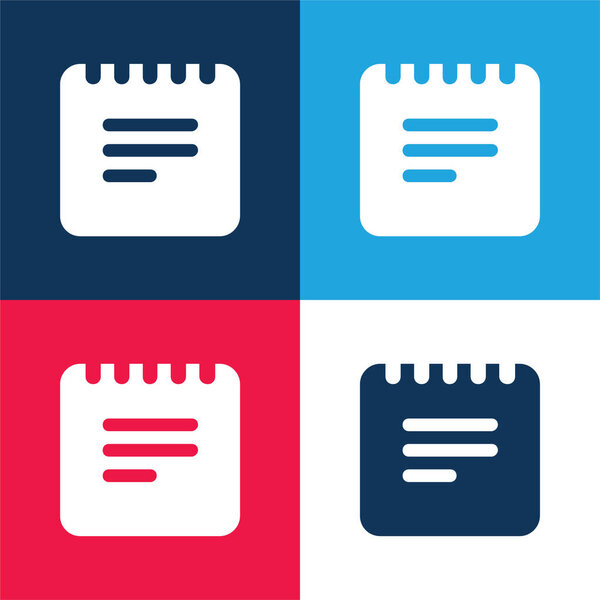 Символ квадрата интерфейса черных заметок с весенне-голубым и красным цветом минимальный набор значков