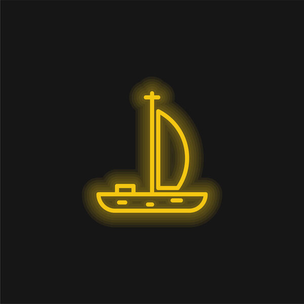 Boat yellow glowing neon icon