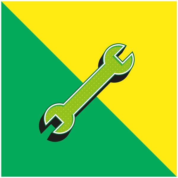 Adjustable Wrench Green and yellow modern 3d vector icon logo