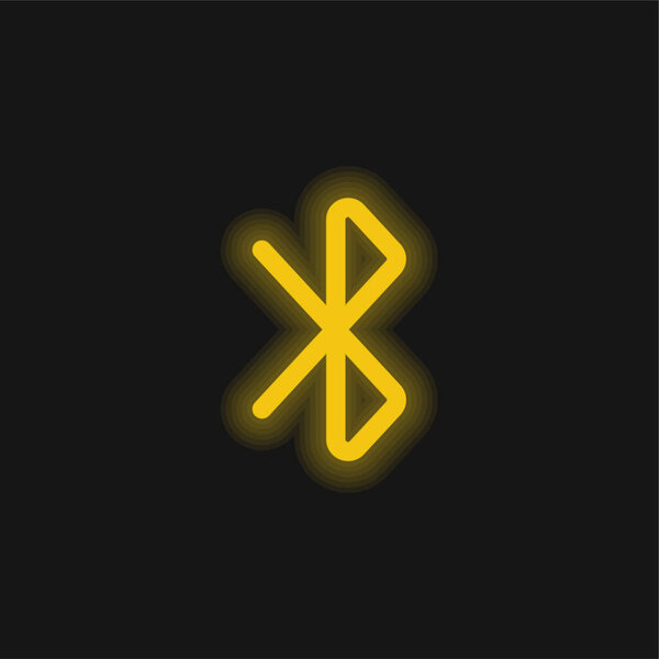 Bluetooth Sign yellow glowing neon icon