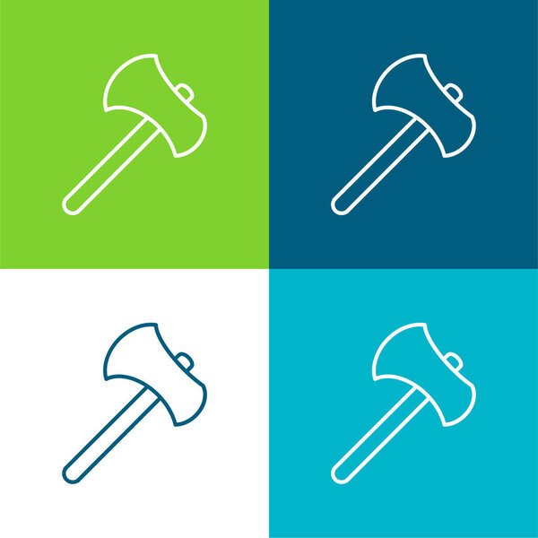 Axe Tool Outline Flat four color minimal icon set