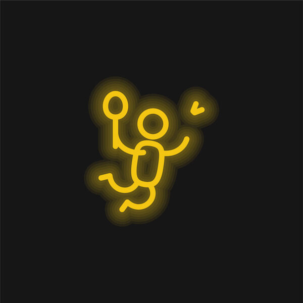 Badminton Player yellow glowing neon icon