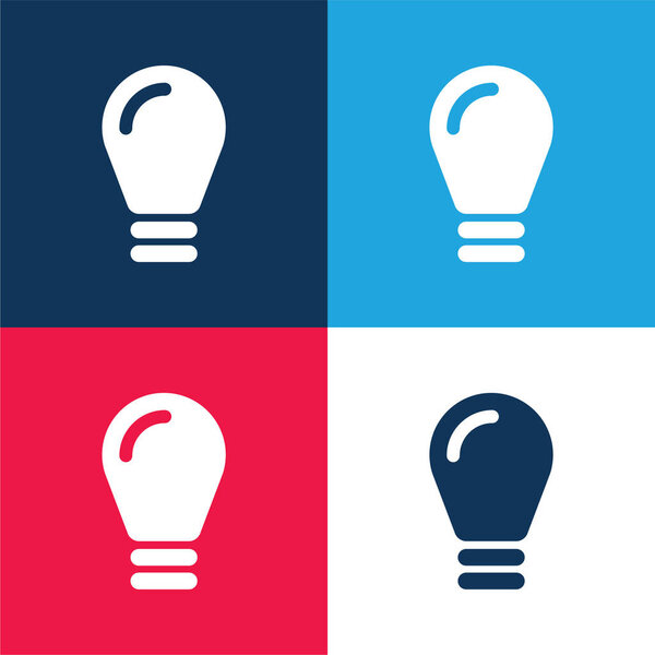 Black Lightbulb blue and red four color minimal icon set