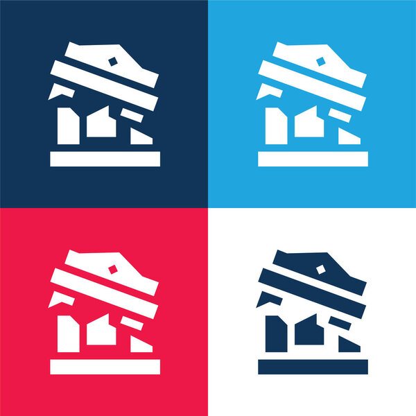 Банк синий и красный четыре цвета минимальный набор значков