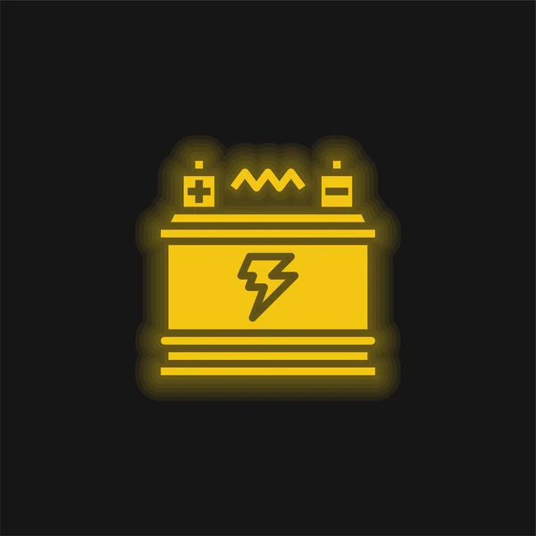 Akkumulátor Sárga Izzó Neon Ikon — Stock Vector