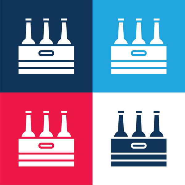 Beer blue and red four color minimal icon set