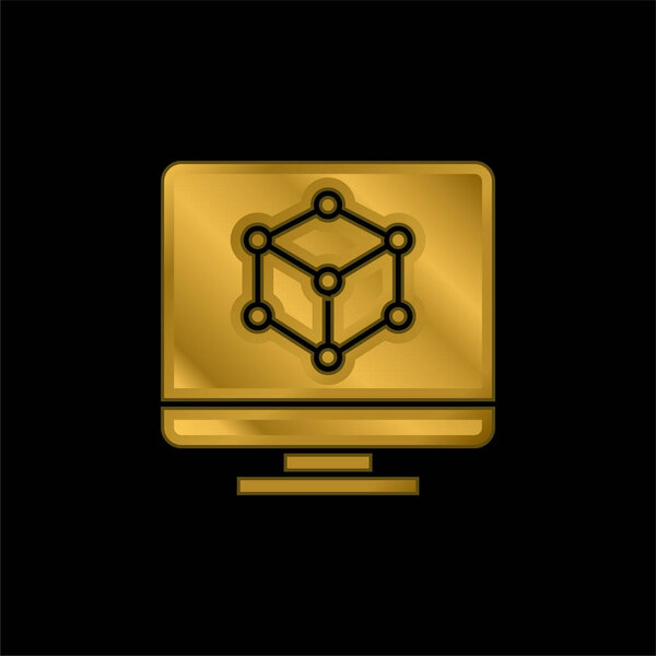 3d Моделирование золотой металлической иконки или вектора логотипа