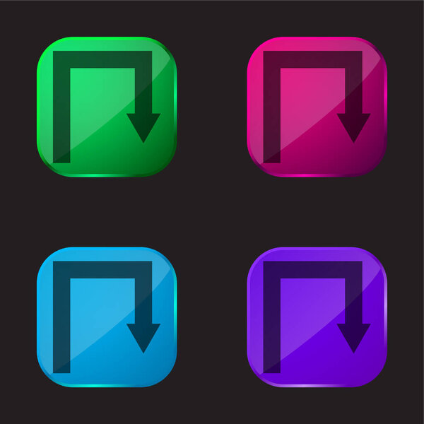 Arrow Angles Symbol four color glass button icon