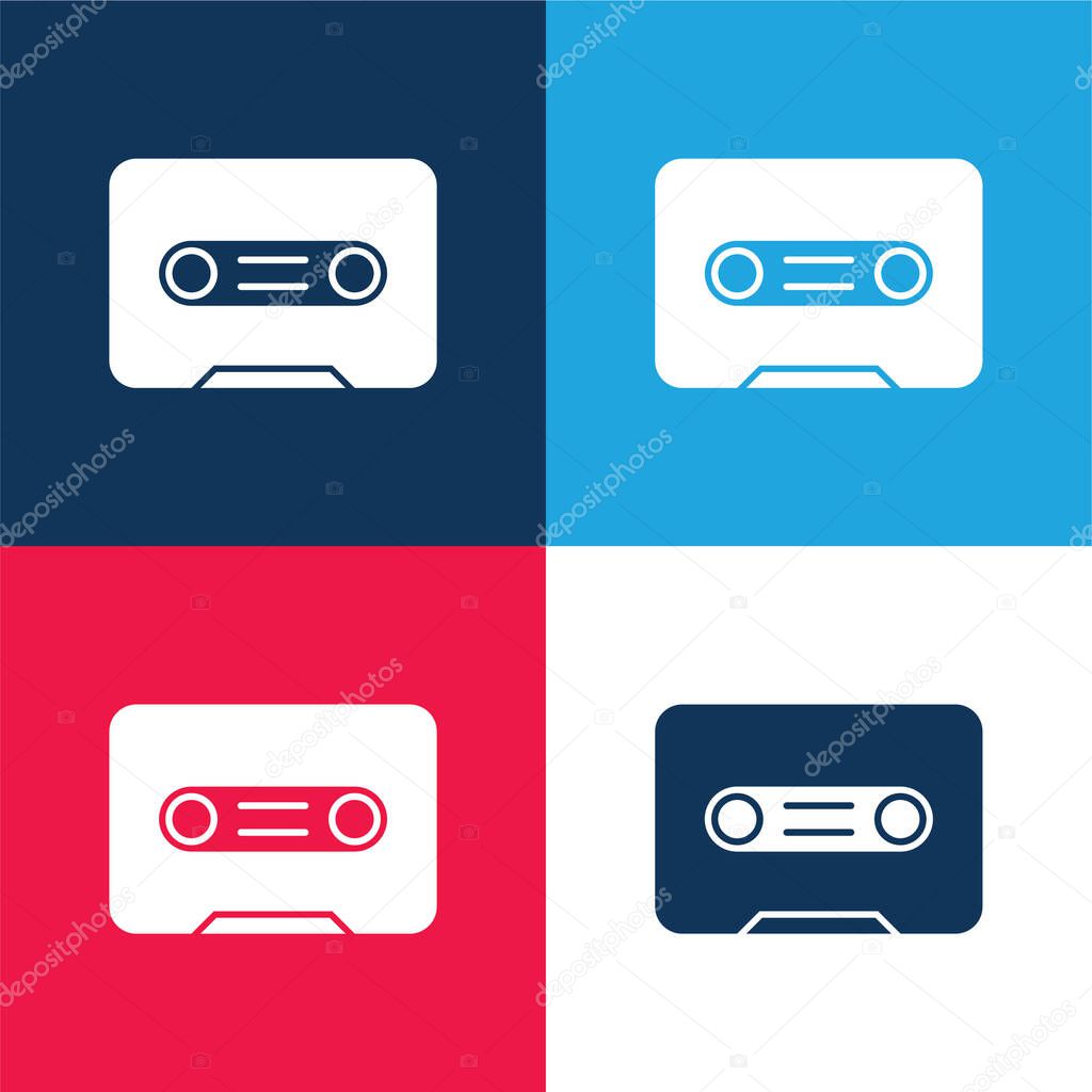 Big Cassette blue and red four color minimal icon set