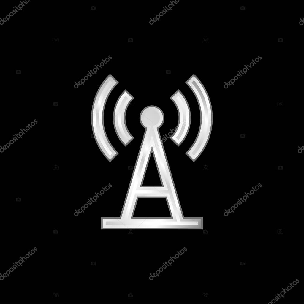 Antenna silver plated metallic icon