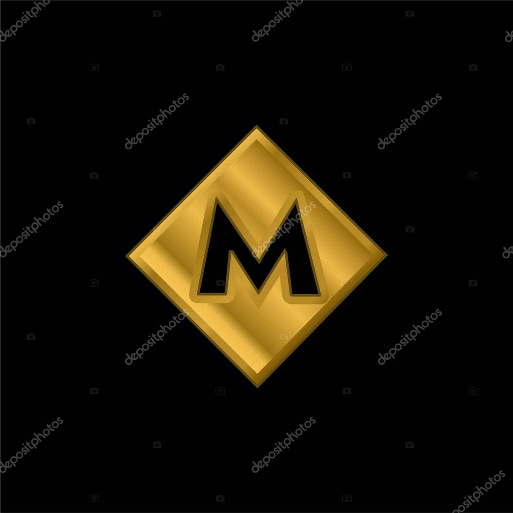 Ankara Metro Logo gold plated metalic icon or logo vector