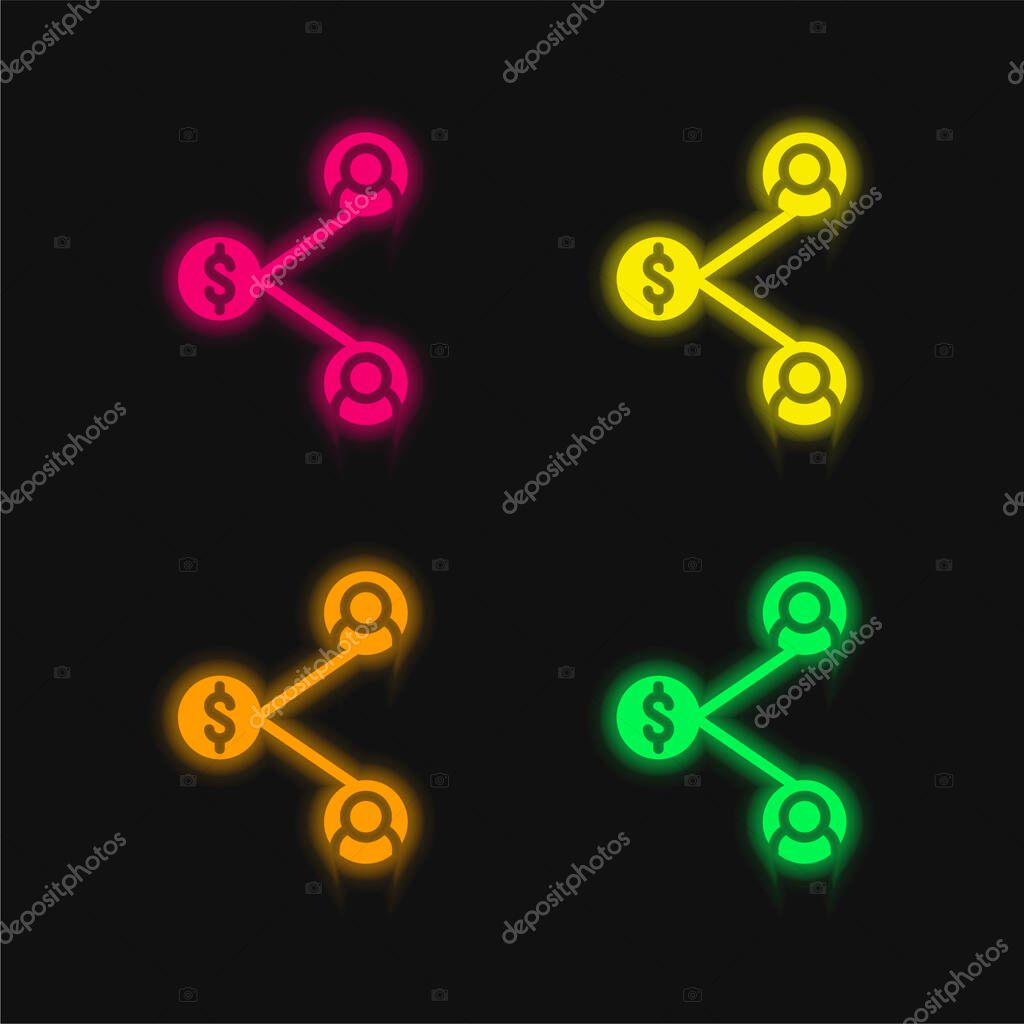 Affiliate Marketing four color glowing neon vector icon