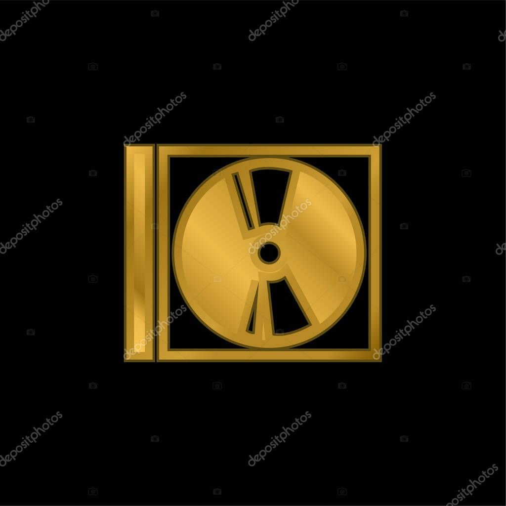 Audio Disc With Case gold plated metalic icon or logo vector