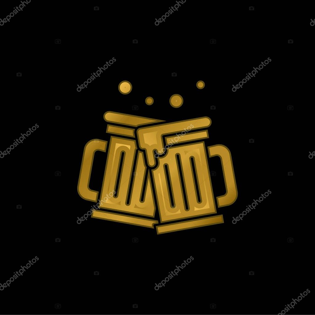 Beers gold plated metalic icon or logo vector
