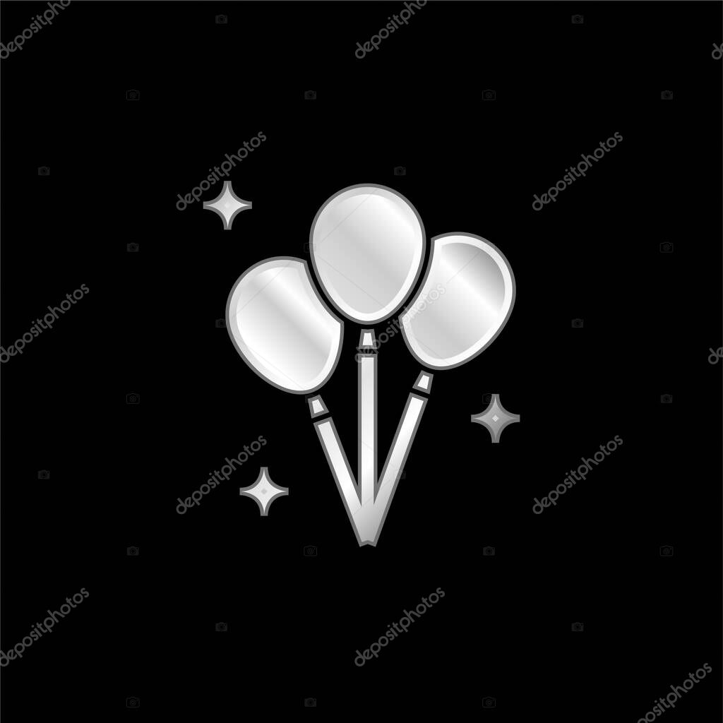 Balloons silver plated metallic icon