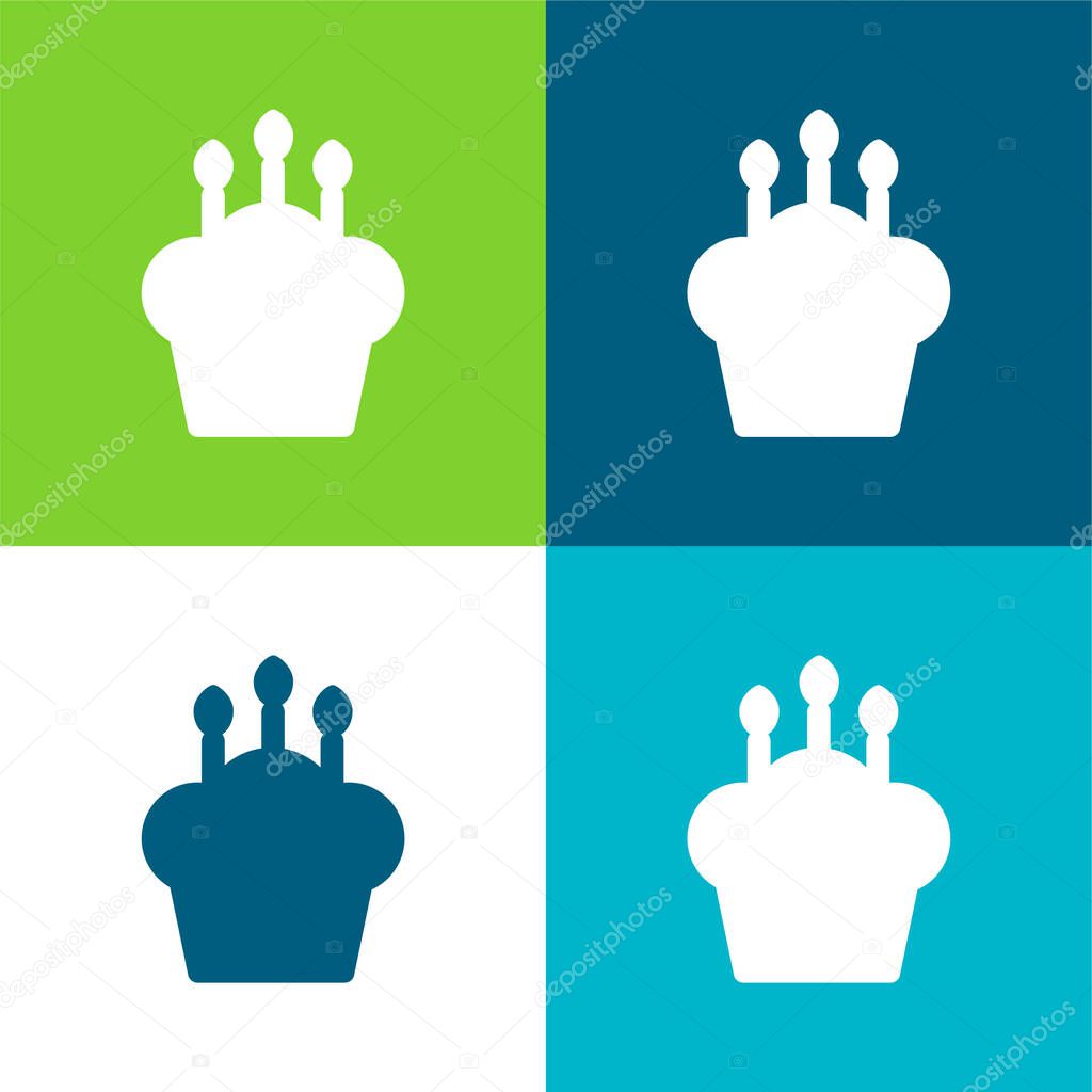 Birthday Cake Flat four color minimal icon set