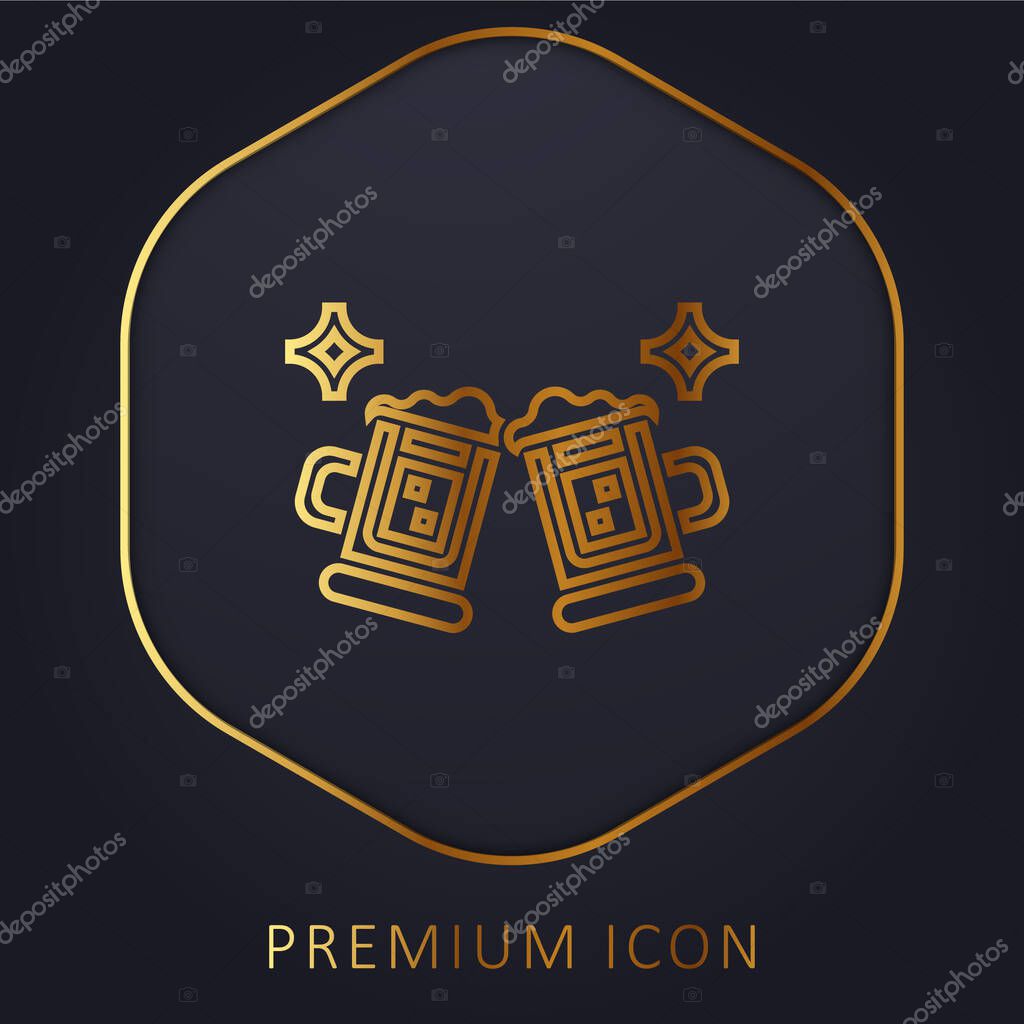 Beer golden line premium logo or icon