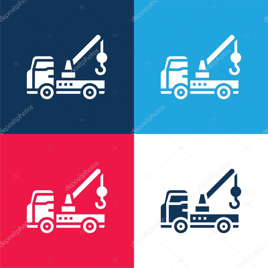 Breakdown blue and red four color minimal icon set