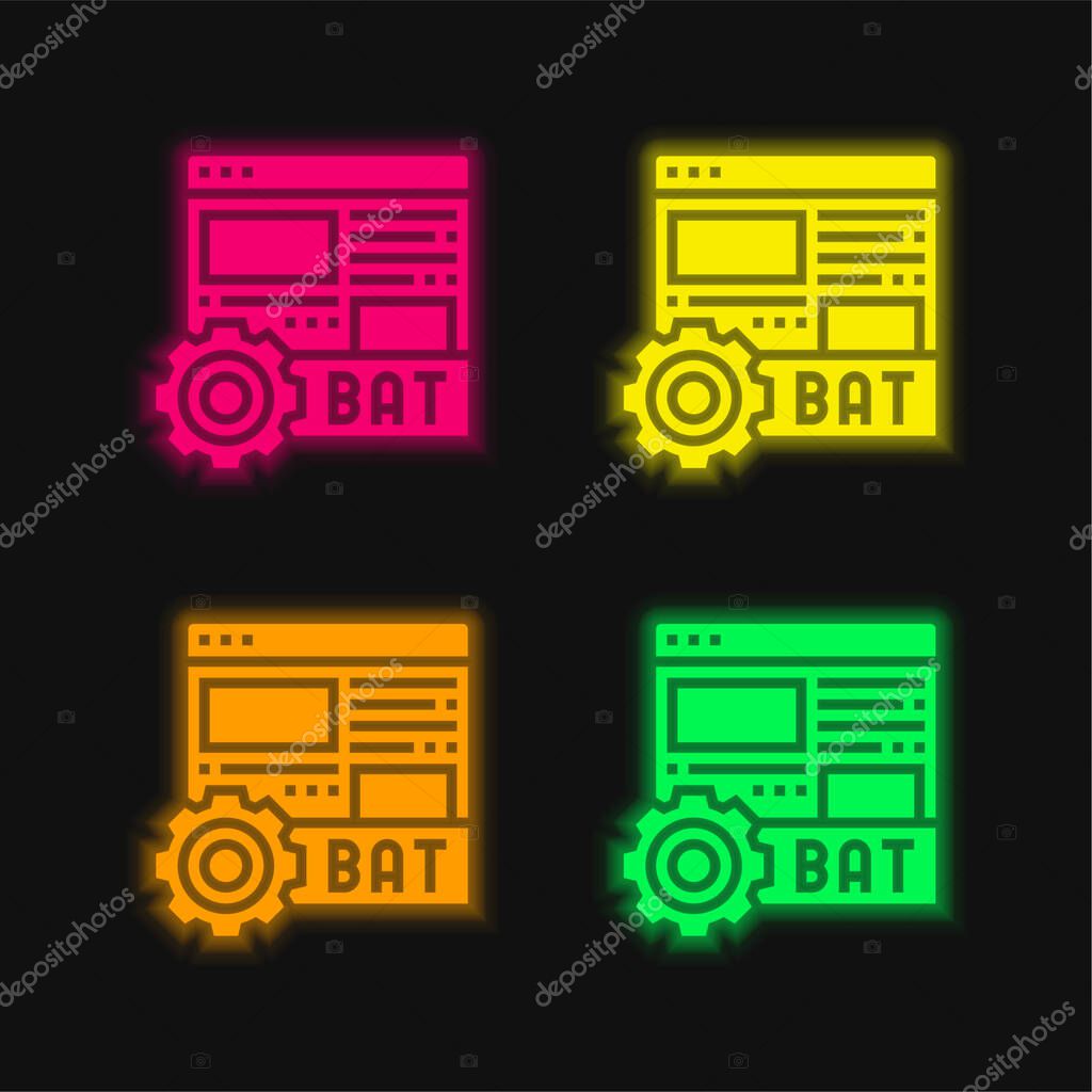 Batch four color glowing neon vector icon