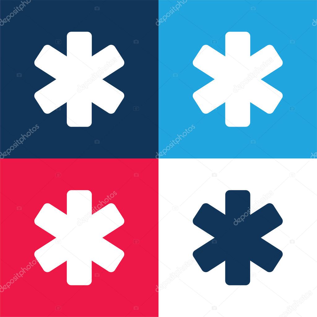 Asterisk blue and red four color minimal icon set