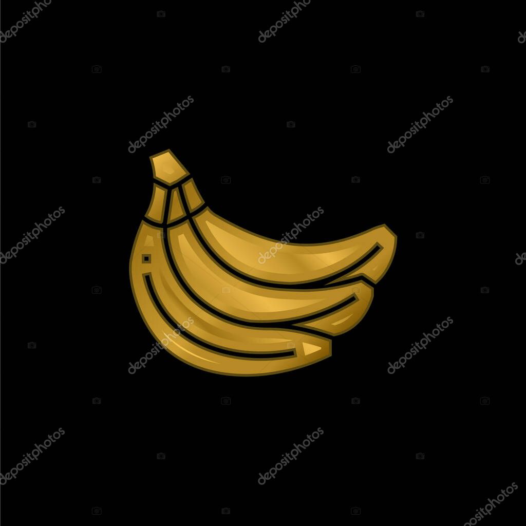 Bananas gold plated metalic icon or logo vector
