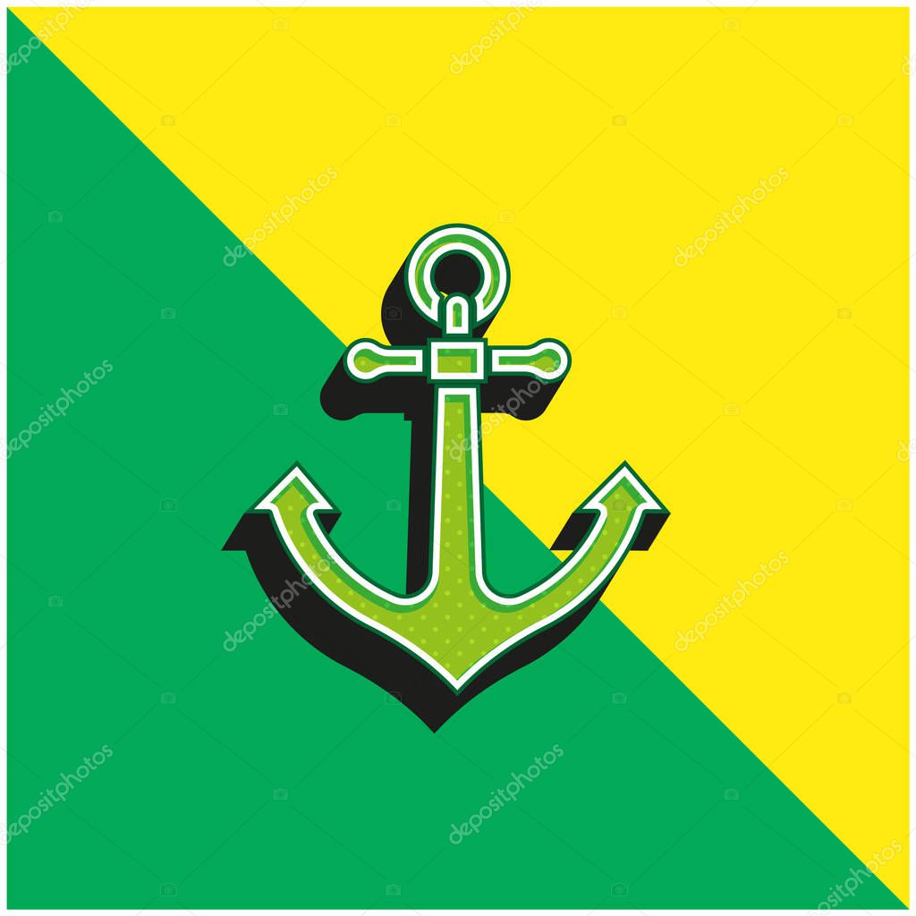 Anchor Green and yellow modern 3d vector icon logo