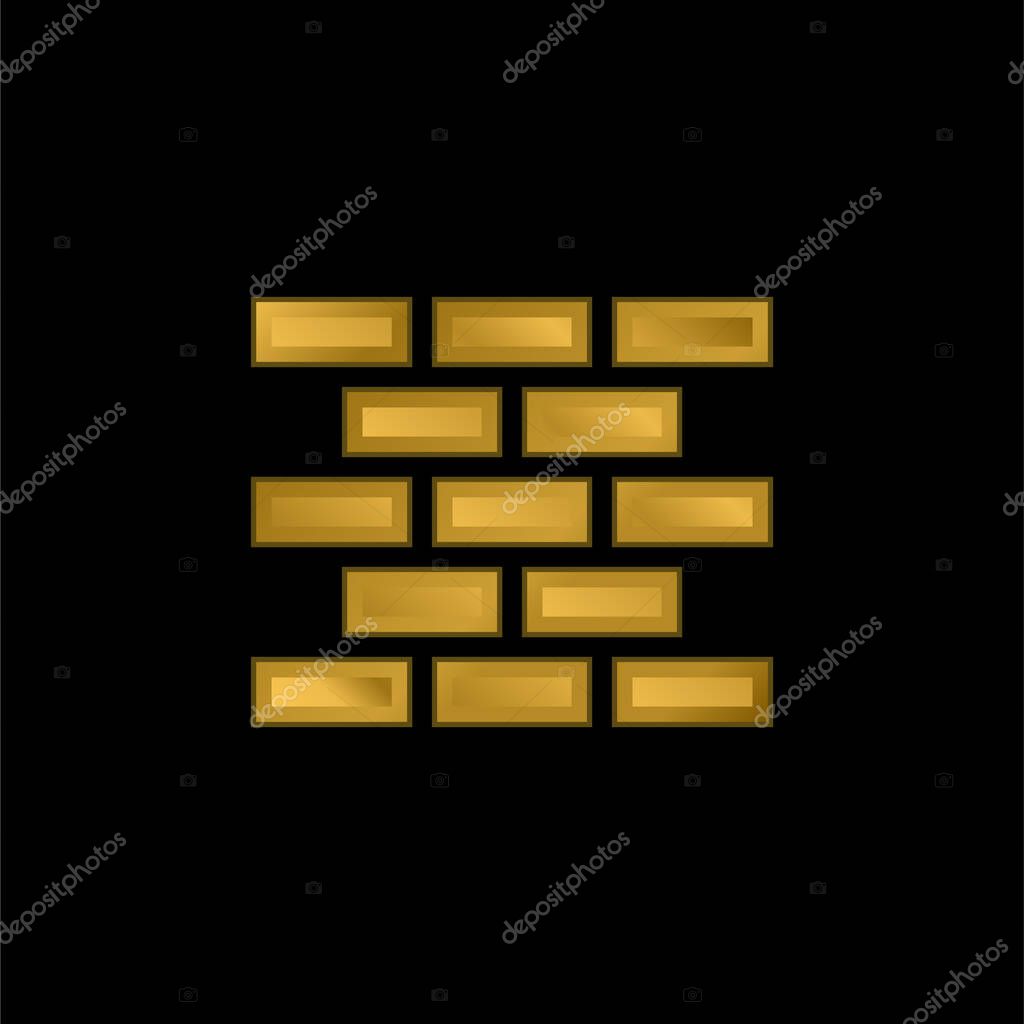 Brick Wall gold plated metalic icon or logo vector