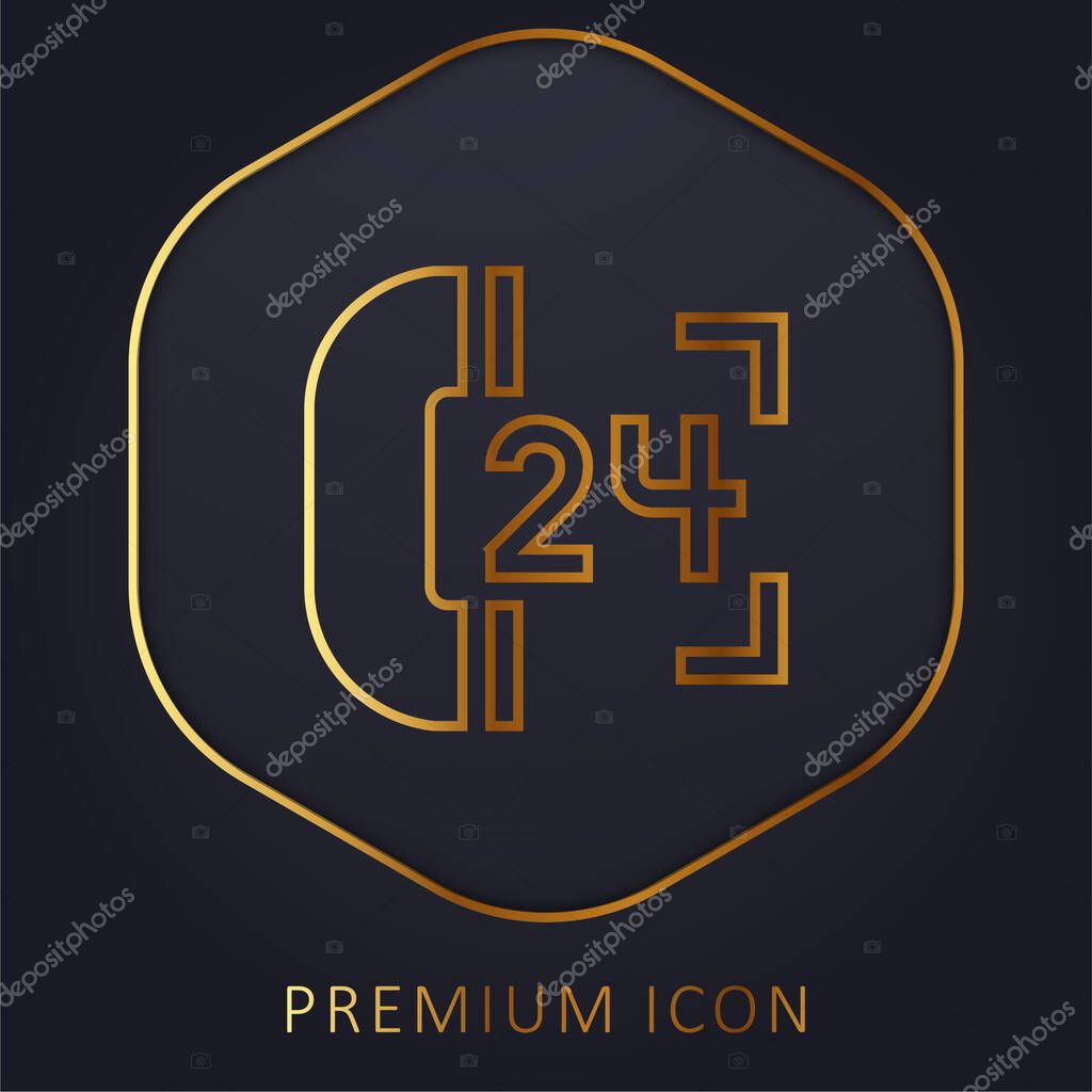24 Hours Support golden line premium logo or icon
