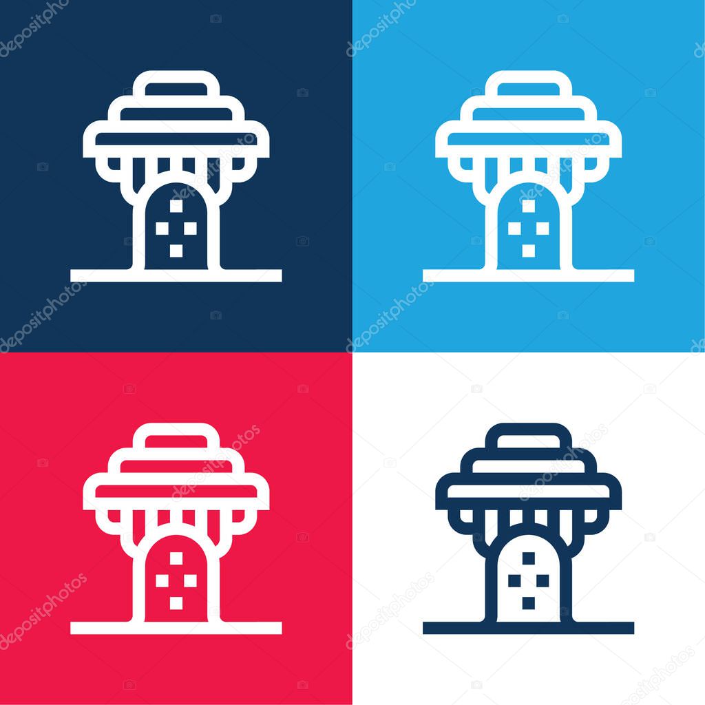 Baobab blue and red four color minimal icon set
