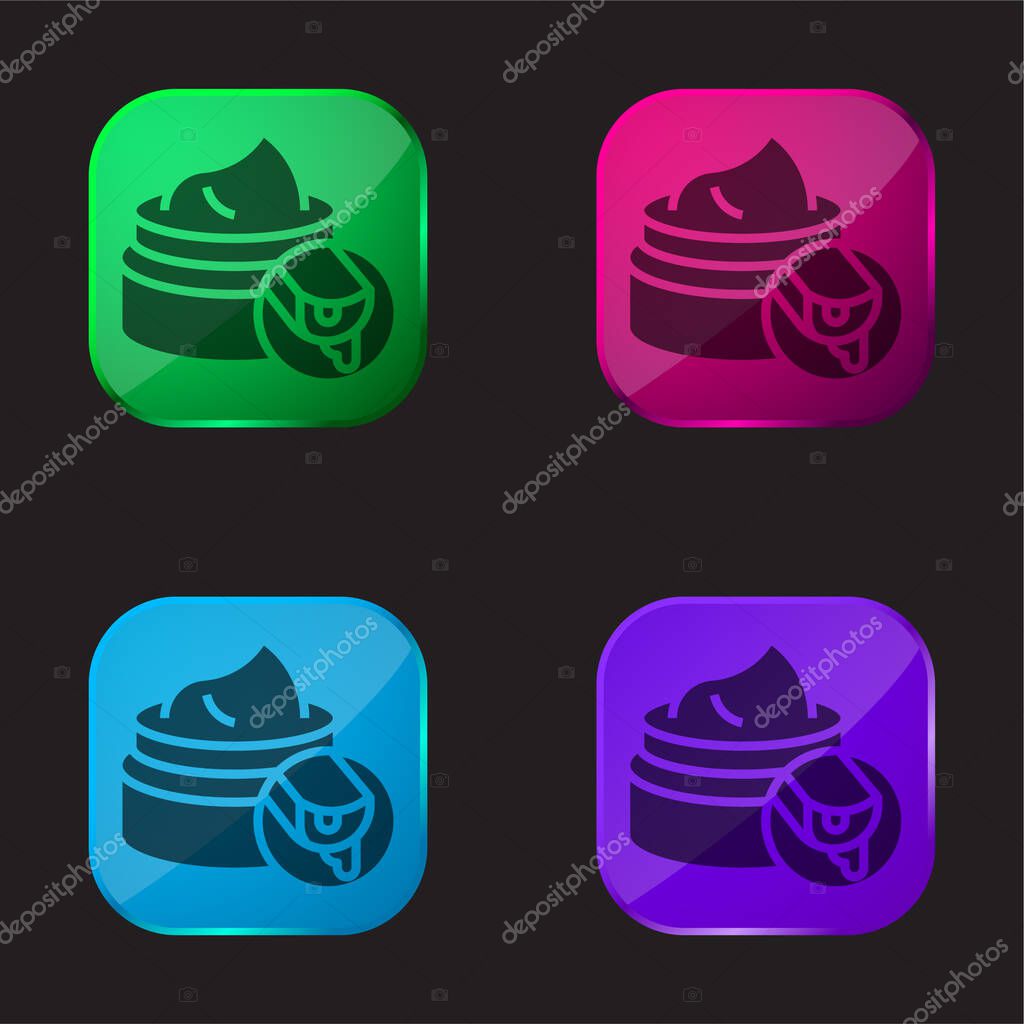 Aloe Vera four color glass button icon