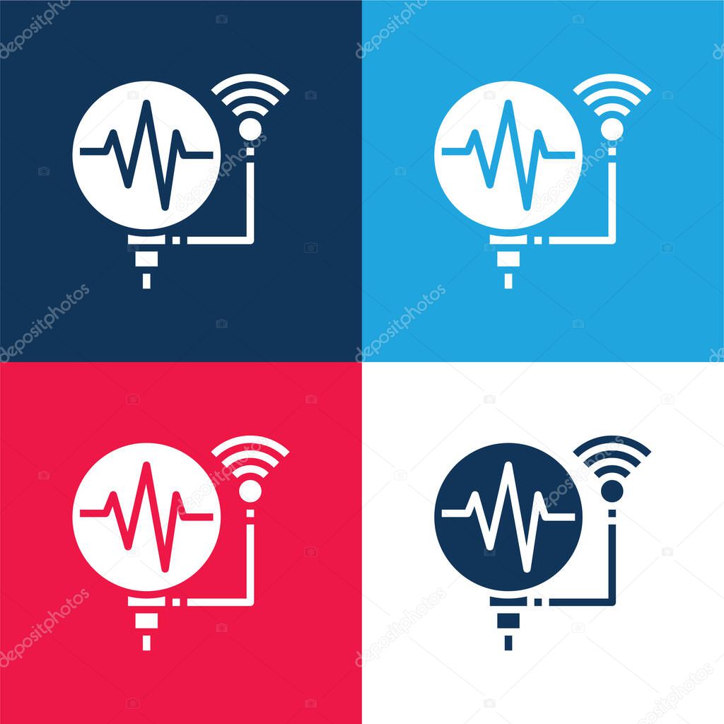 Assistant blue and red four color minimal icon set